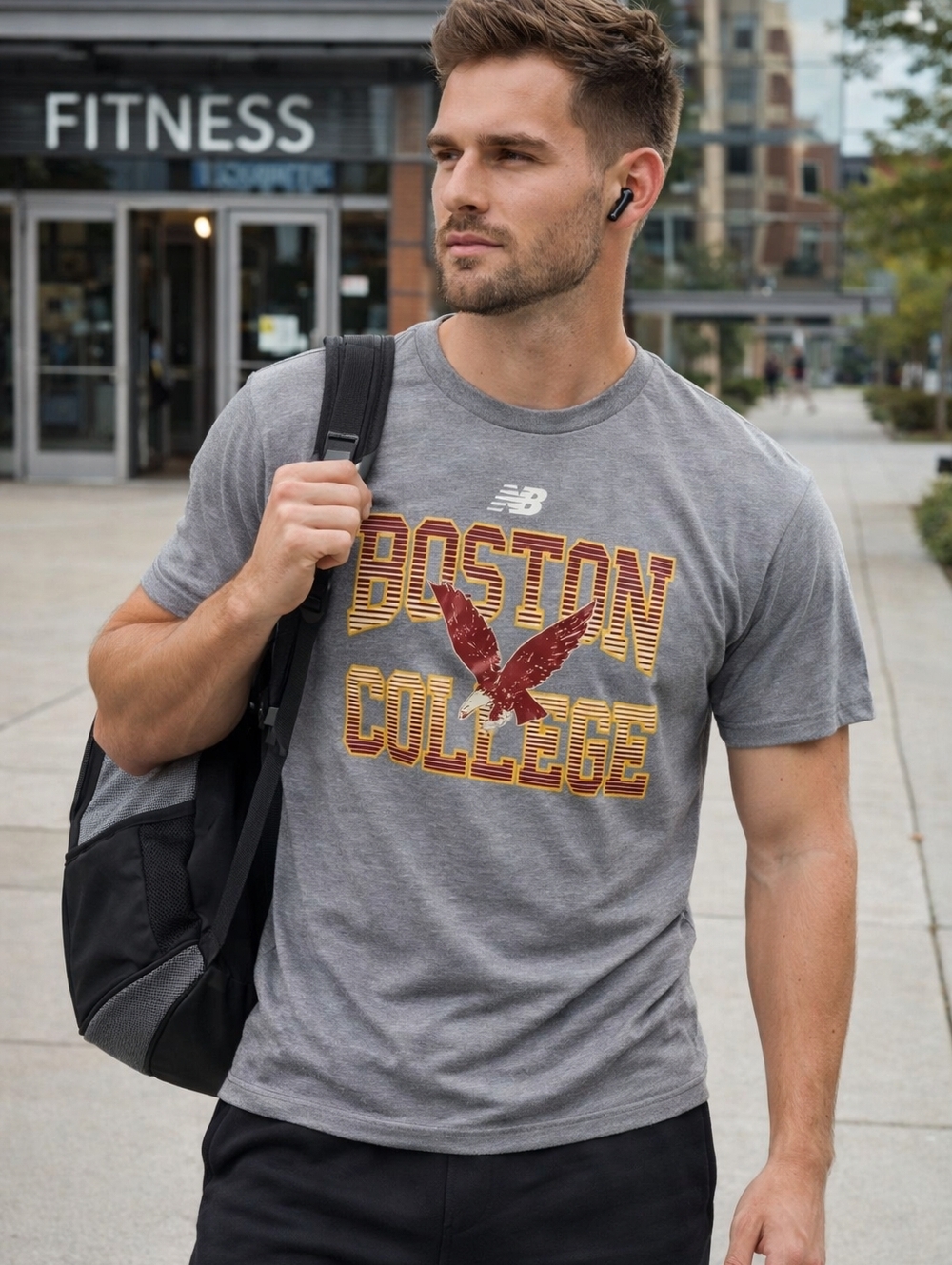 New Balance Boston College Eagles Graphic Tee – Men’s Medium Gray